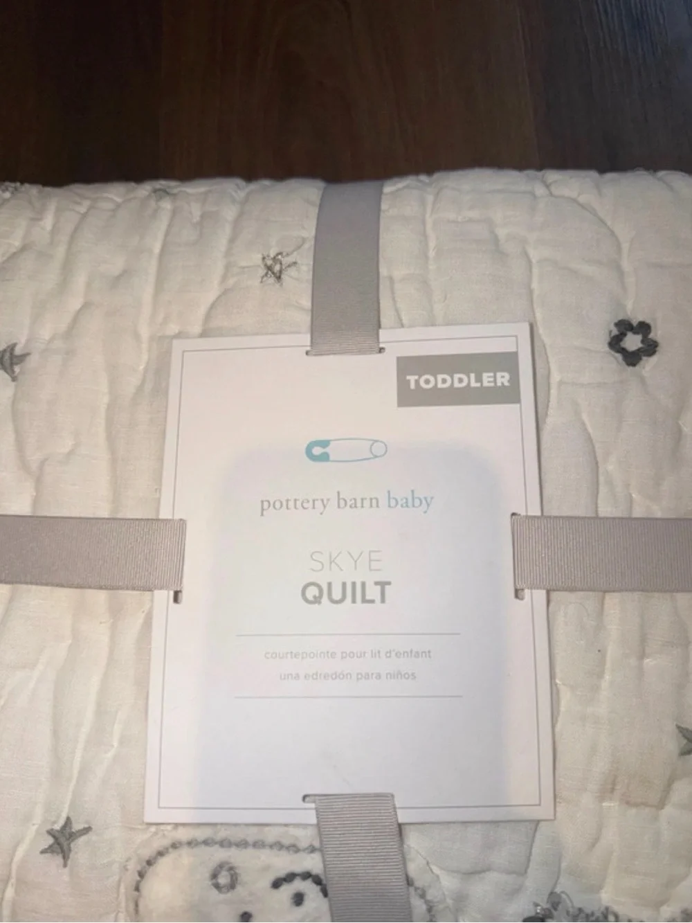 Pottery Barn Toddler Quilted Star & Bear Blanket - White and Gray
